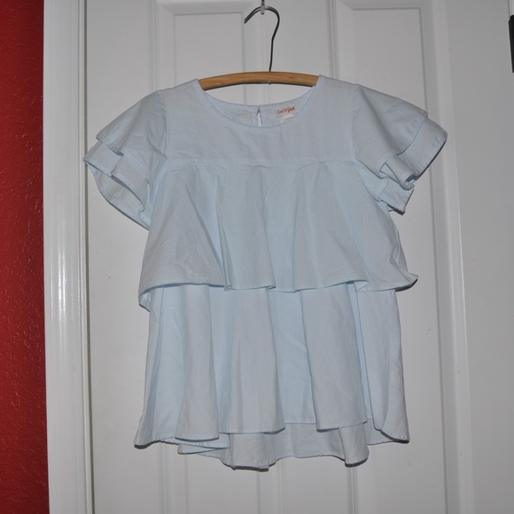 New CAT & JACK Striped Layered Ruffle Top - Picture 3 of 6